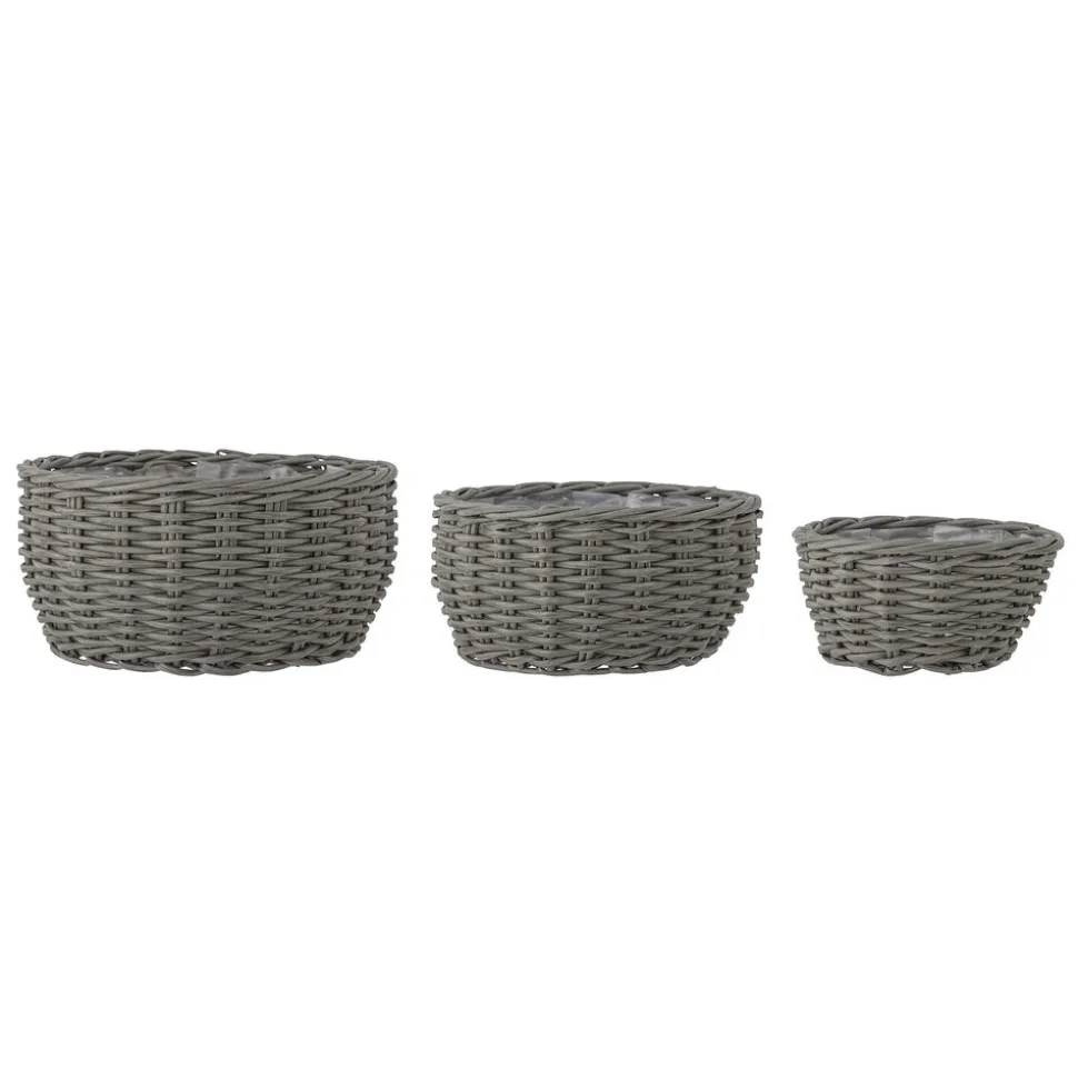 Bloomingville Fioria Blumentopf 3er, Grau, Polyrattan