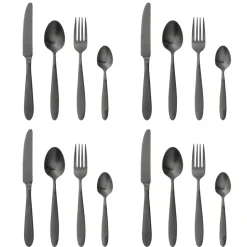 Bloomingville Frea Besteck Set Schwarz, 16-teilig, Edelstahl