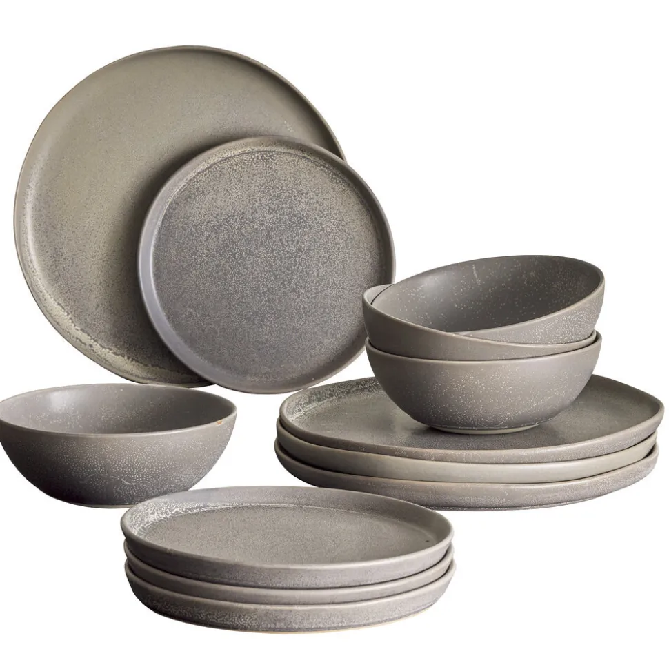 Bloomingville Kendra Geschirr-Set, Grau, Steingut