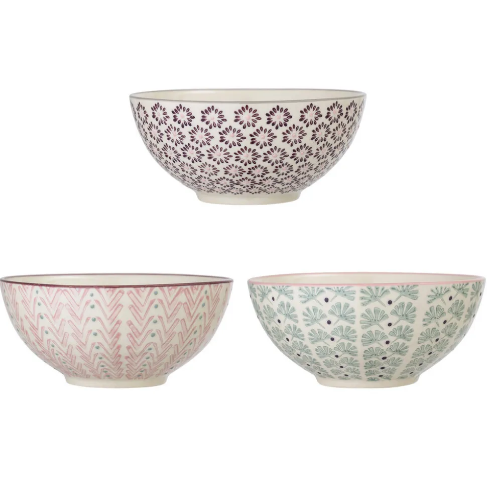 Bloomingville Maya Schale groß, Violett, Steingut 3er-Set