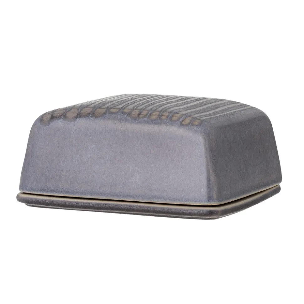Bloomingville Raben Butterdose, Grau, Steingut