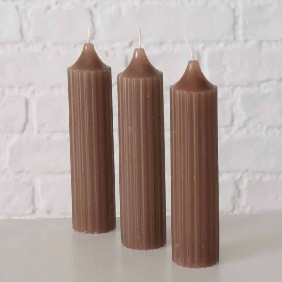 Boltze Dicke Stabkerzen Riffly Ø 3,5 cm, 3er Set
