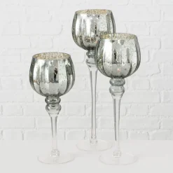 Boltze 3er Set Windlicht Manou silber