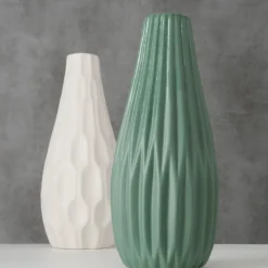 Boltze Hohe Vase Lenja 2er grün