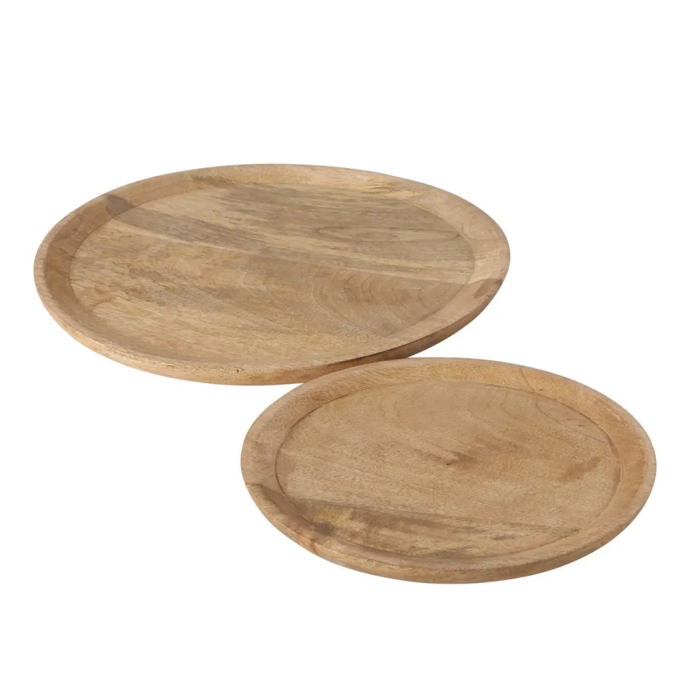Boltze Holz Teller Tablett Maino 2-teilig