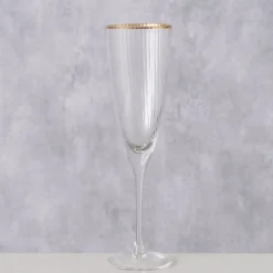 Boltze Sektglas Sofia lang mit Goldrand