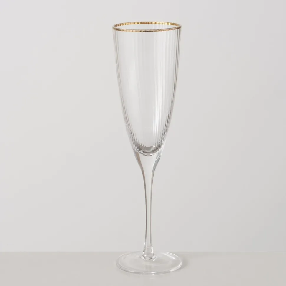 Boltze Sektglas Sofia lang mit Goldrand