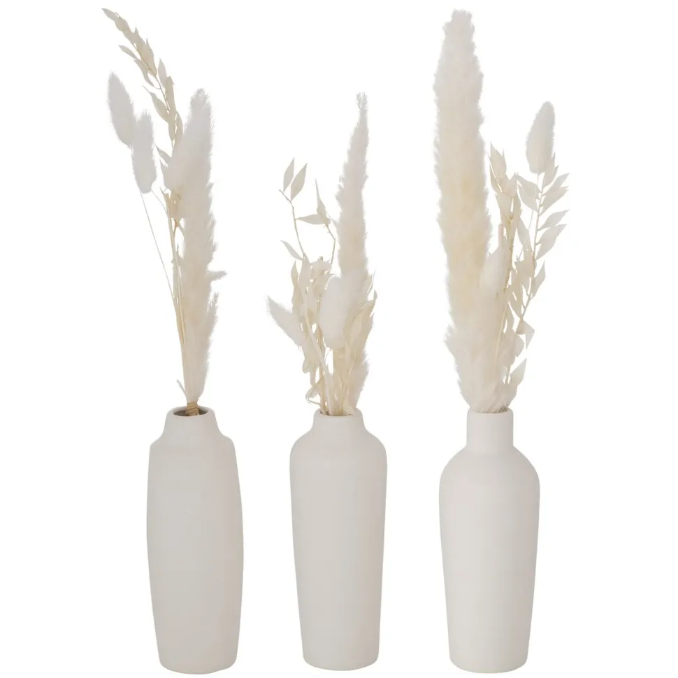 Boltze Vase Bianca mit Samtgras 3er