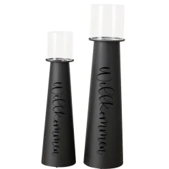 Boltze Windlicht Willkommen aus Eisen, 2er Set