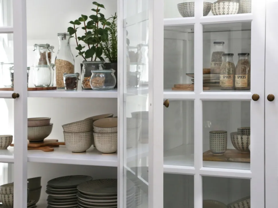 Chic Antique antiker Vitrinenschrank Marseille 8 Türen