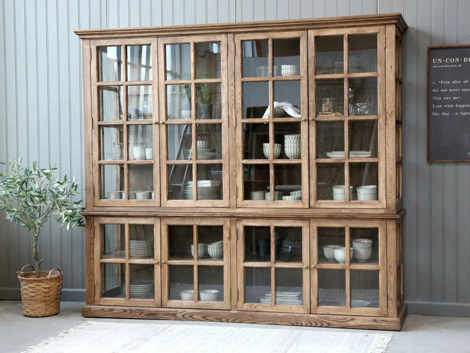Chic Antique antiker Vitrinenschrank Marseille 8 Türen