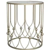 Chic Antique Beistelltisch mit Runder Glasplatte