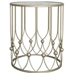Chic Antique Beistelltisch mit Runder Glasplatte