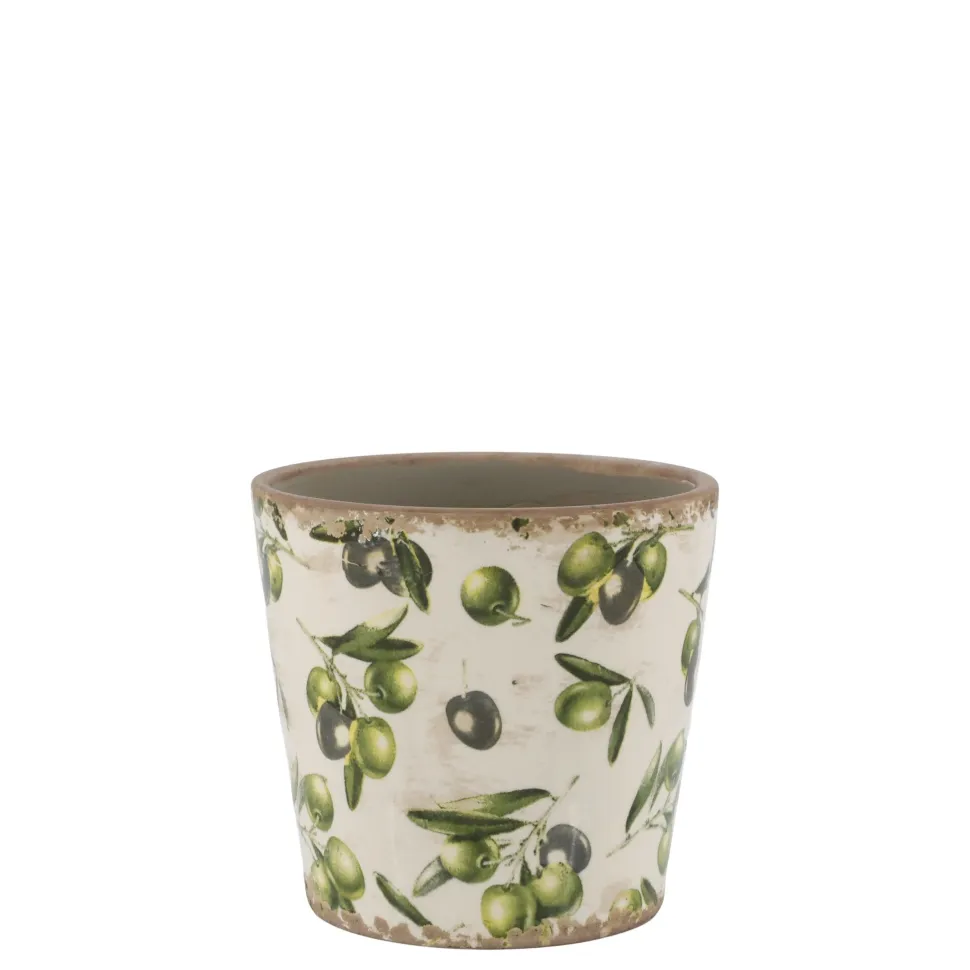 Chic Antique Übertopf Olive mit Olivenmuster