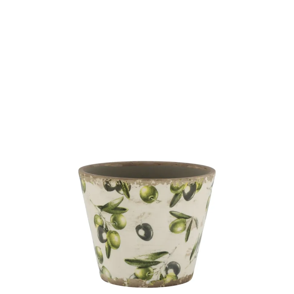 Chic Antique Übertopf Olive mit Olivenmuster