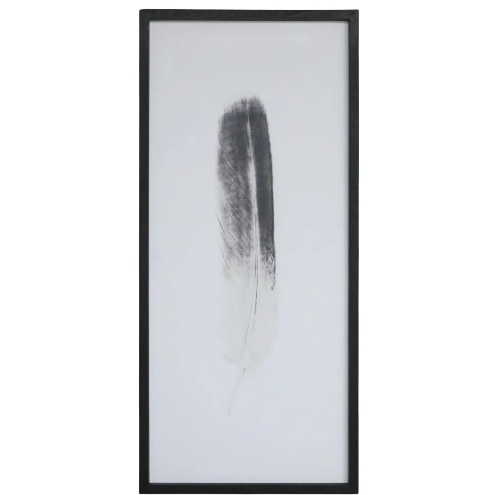 Chic Antique Bild mit Federnmotiv und schwarzem Rahmen
