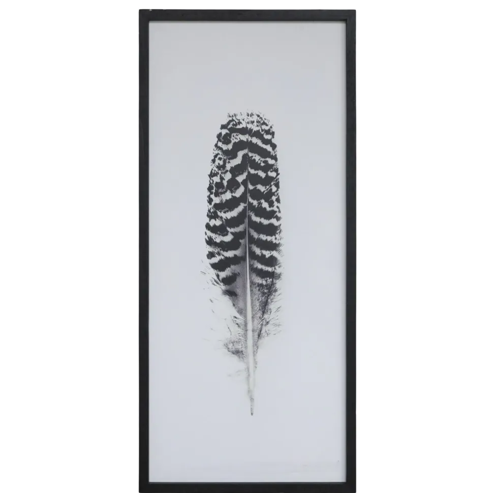 Chic Antique Bild mit Federnmotiv und schwarzem Rahmen