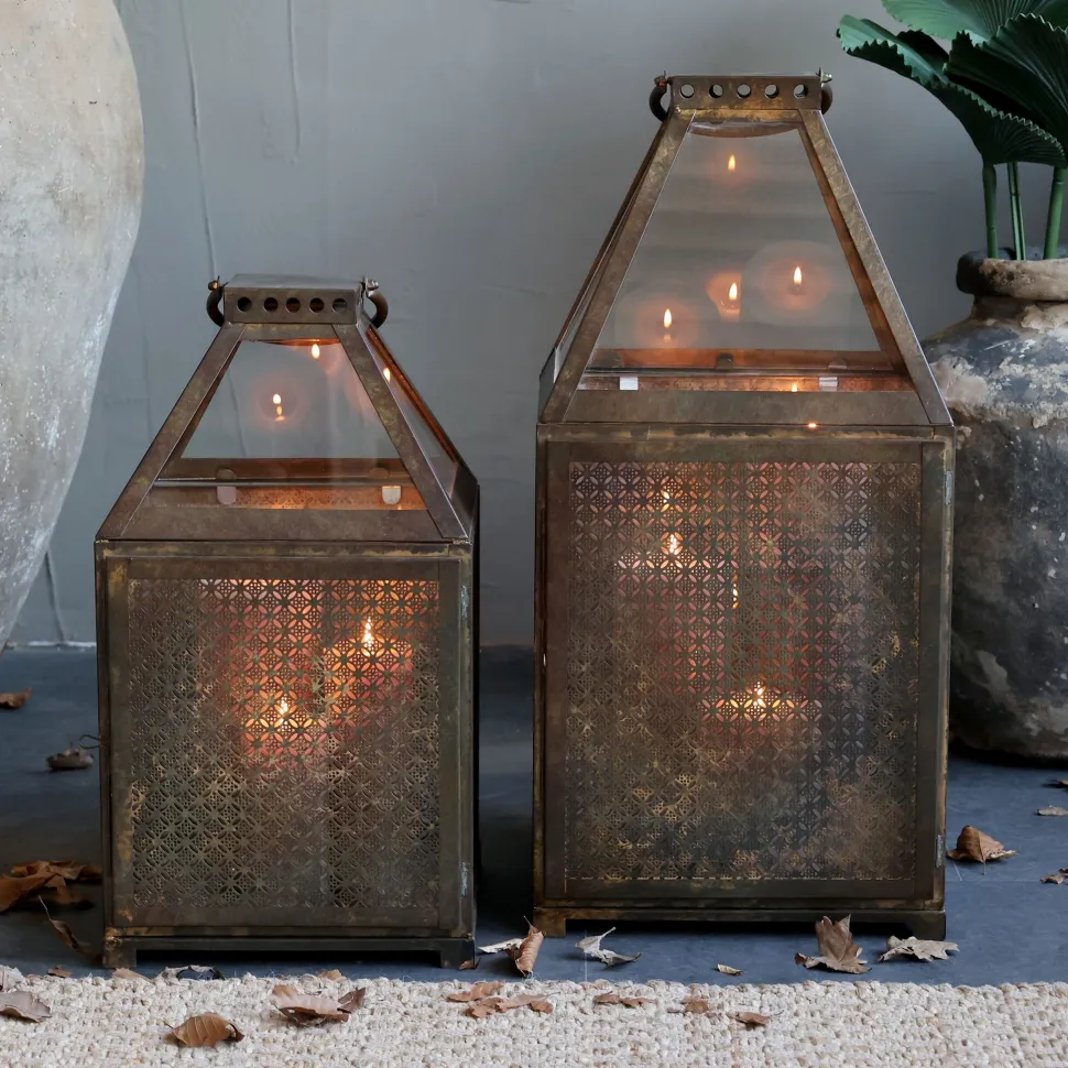 Chic Antique Eisen Laterne mit Glasdach