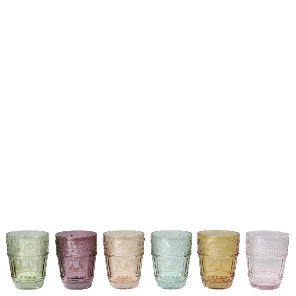 Chic Antique Farbige Trinkgläser Saint-Émilion mit Muster 6er-Set