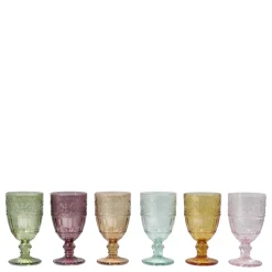 Chic Antique Farbige Weingläser Saint-Émilion mit Muster 6er