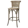 Chic Antique Französischer Barhocker mit Sitz und Rückenlehne