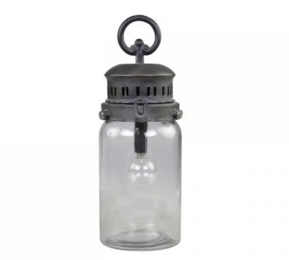 Chic Antique Französische Stalllaterne inkl. Birne und Timer