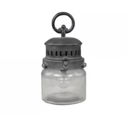 Chic Antique Französische Stalllaterne inkl. Birne und Timer