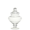 Chic Antique Glasgefäß mit Deckel auf Fuß