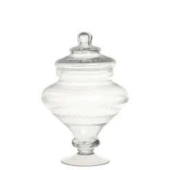 Chic Antique Glasgefäß mit Deckel auf Fuß