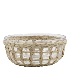 Chic Antique Glasschüssel mit Flechtkorb