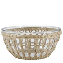 Chic Antique Glasschüssel mit Flechtkorb