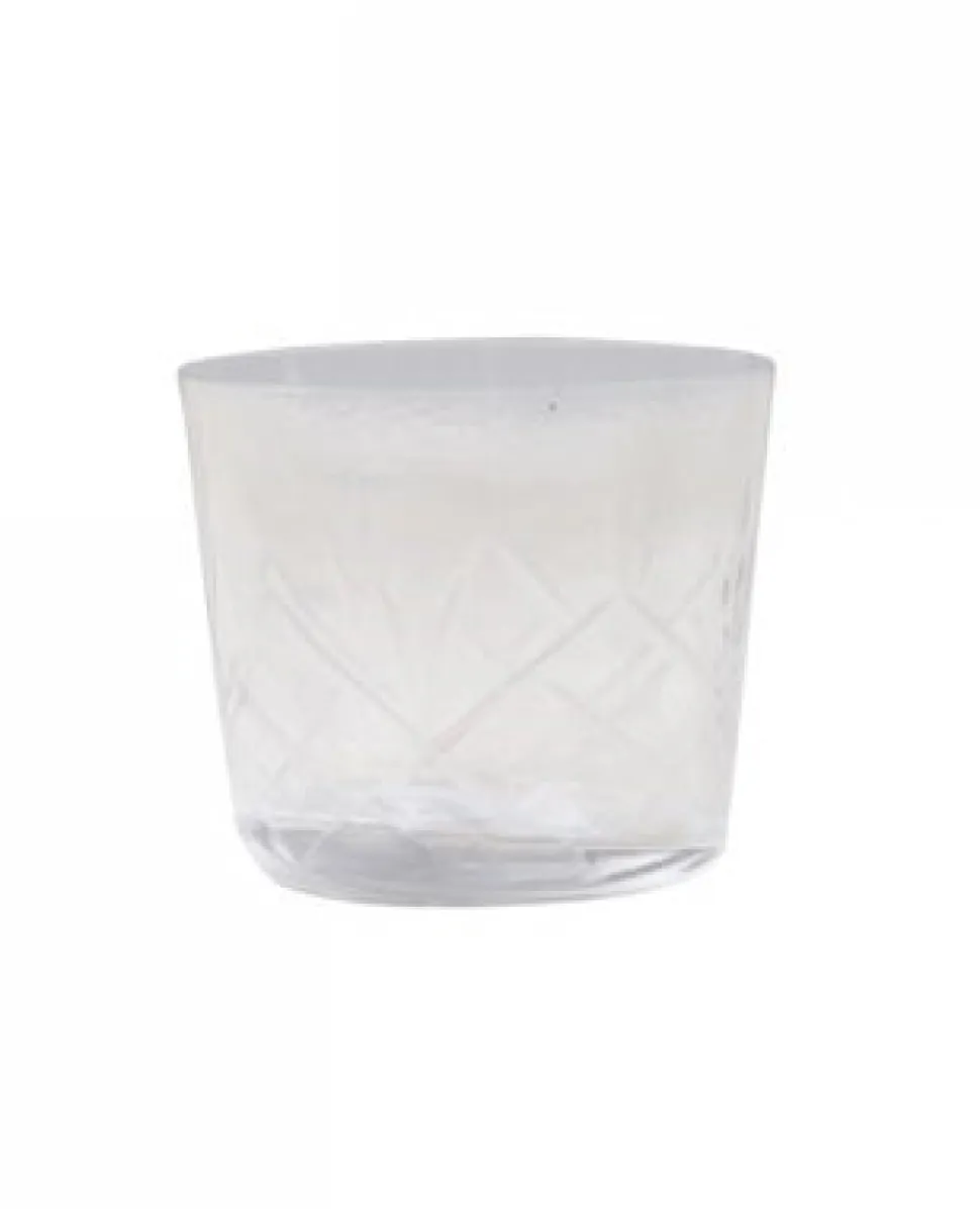 Chic Antique Glas Teelichthalter mit Schliff