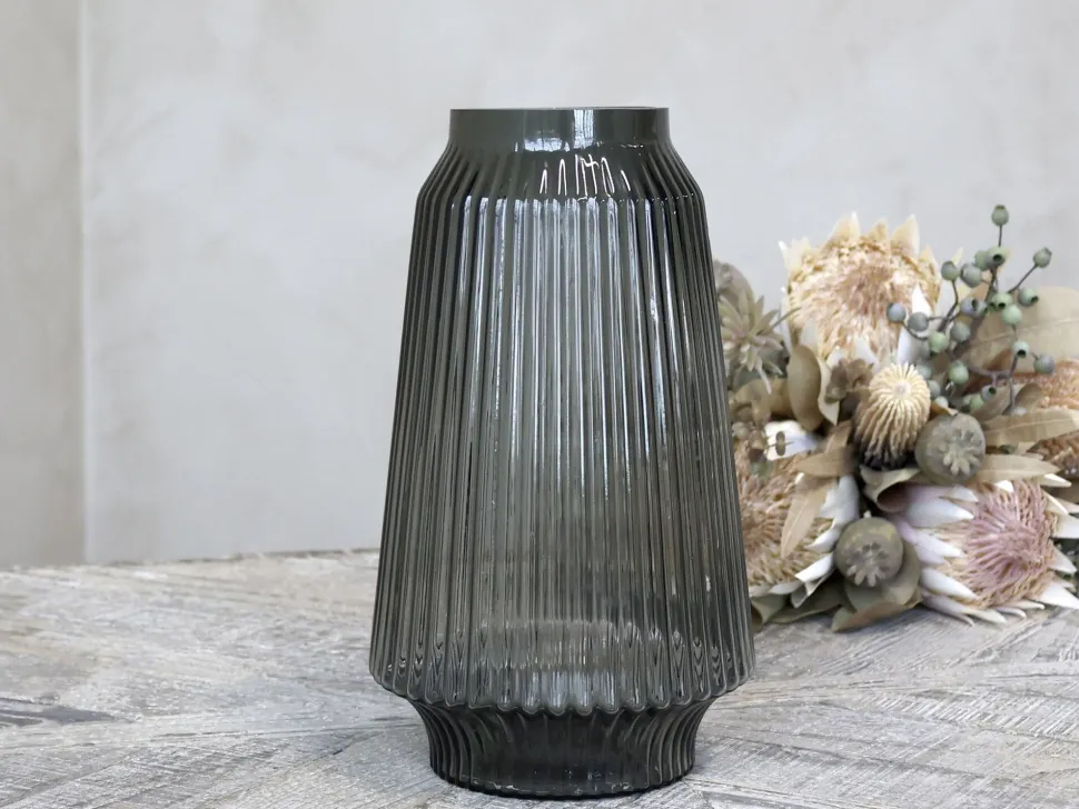 Chic Antique Glasvase mit Rillen