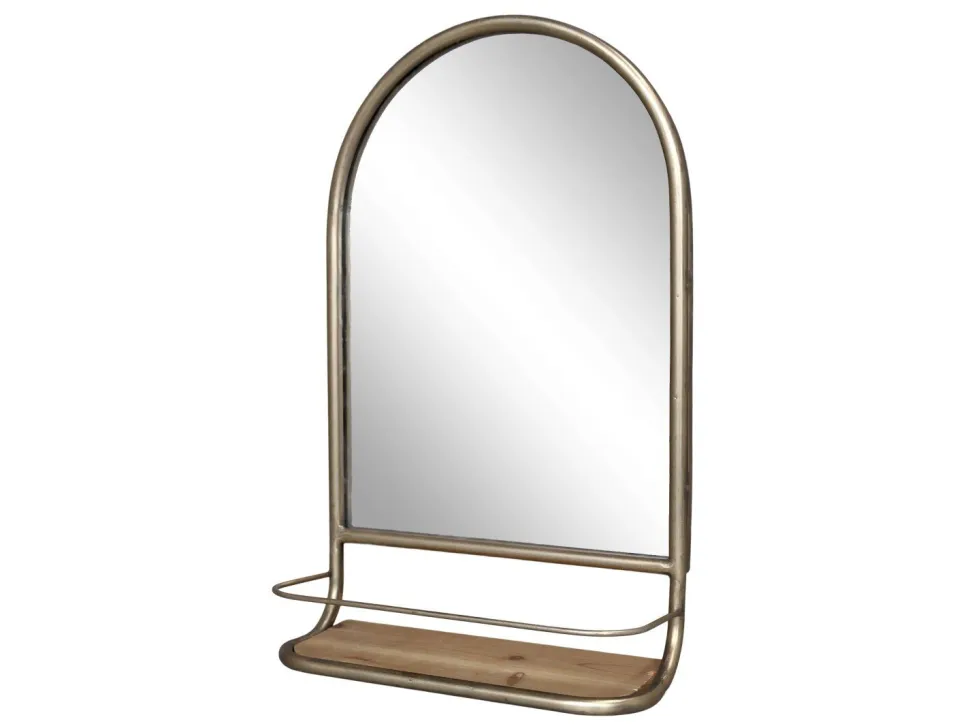 Chic Antique Halbrunder Spiegel mit Holz-Regal