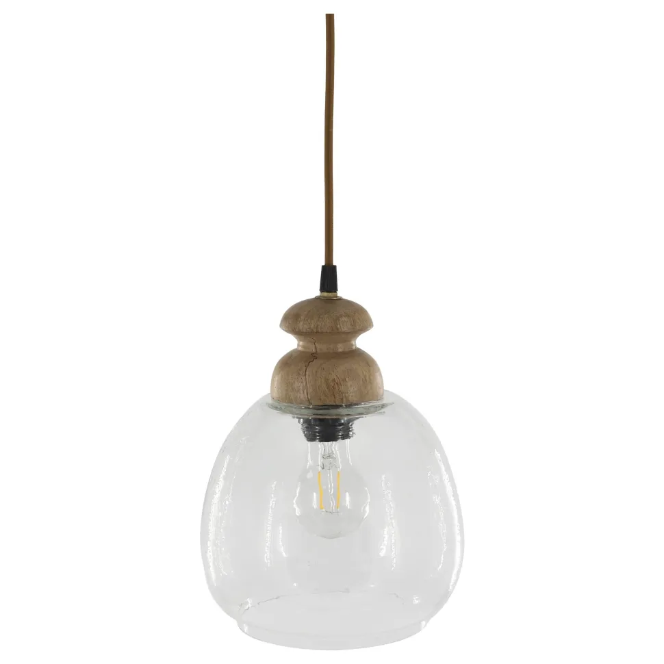 Chic Antique Hängelampe, Lampe mit Holzzierhülse