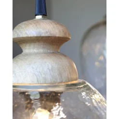 Chic Antique Hängelampe, Lampe mit Holzzierhülse