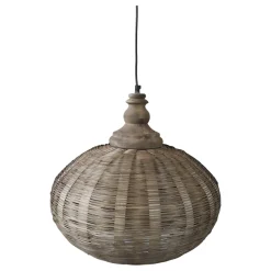 Chic Antique Hängelampe oval aus Rattangeflecht