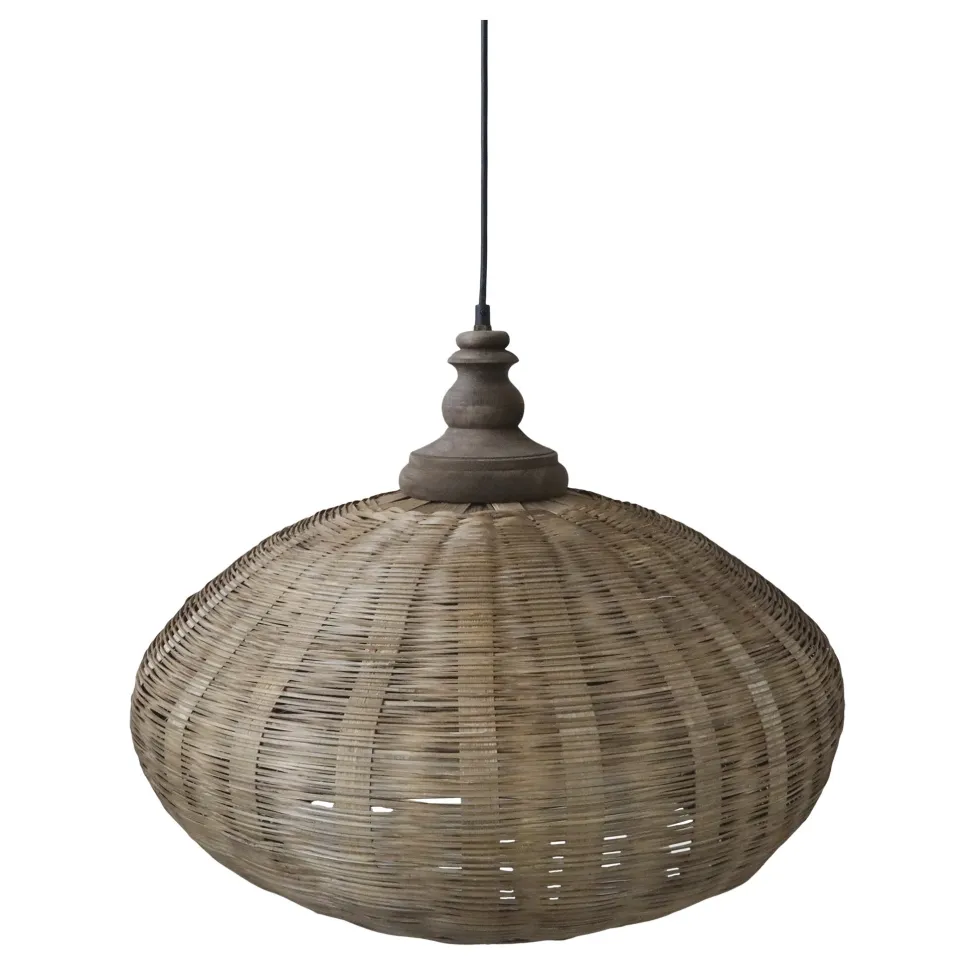 Chic Antique Hängelampe oval aus Rattangeflecht