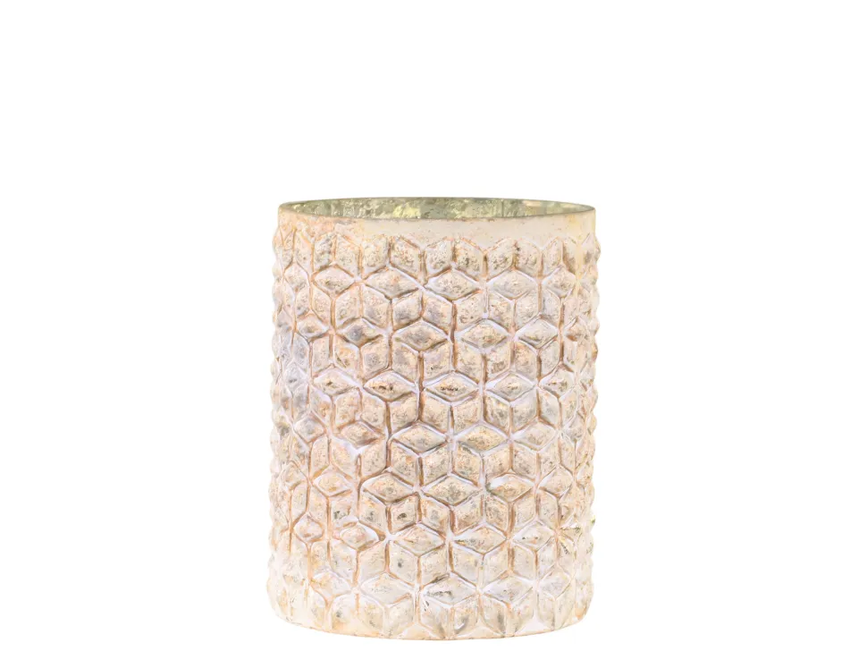 Chic Antique Hurricane Windlicht Gold mit Muster