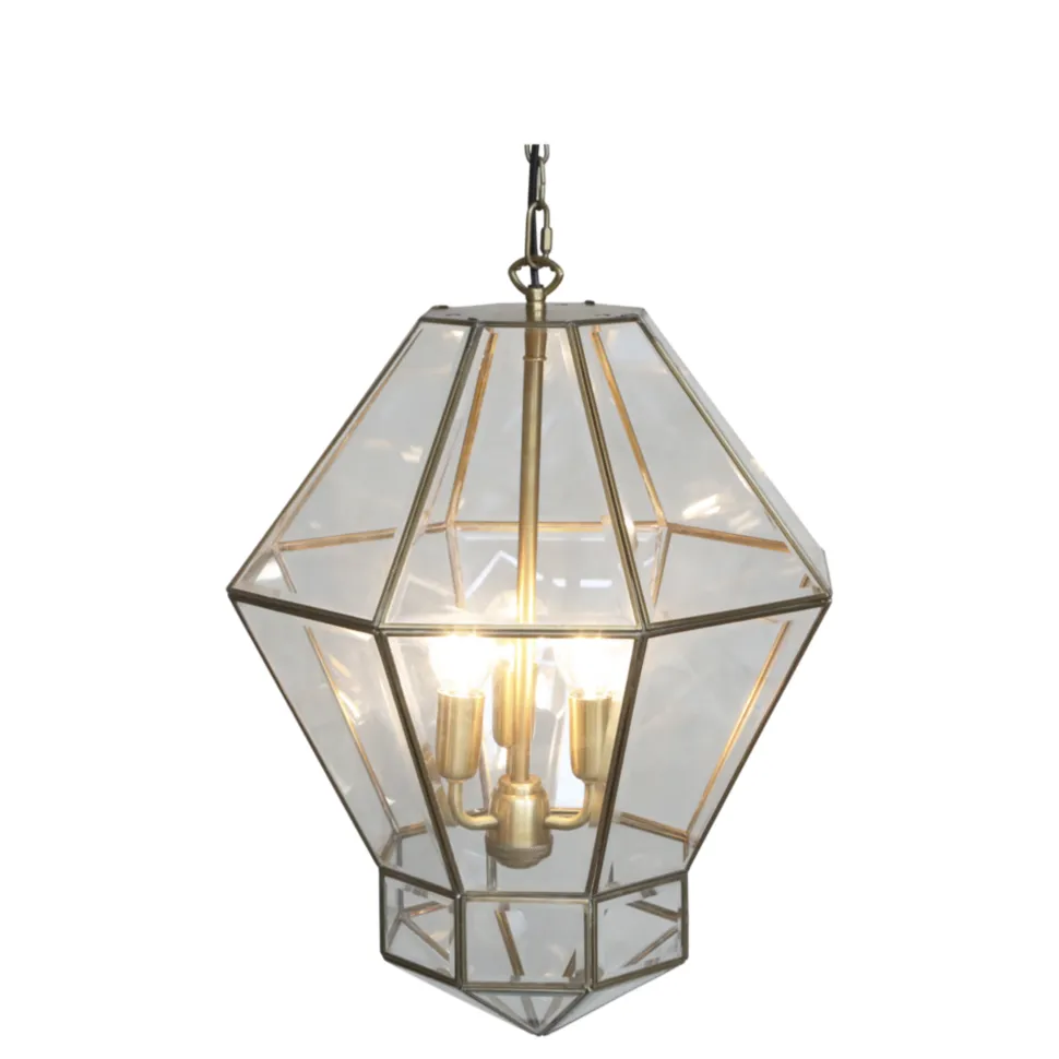 Chic Antique Kronleuchter Antik Messing mit Glas