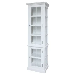 Chic Antique Landhaus Vitrinenschrank Marseille mit 2 Türen und Regalen