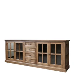 Chic Antique Landhaus Vitrinenschrank Marseille mit 4 Türen und 4 Schubladen