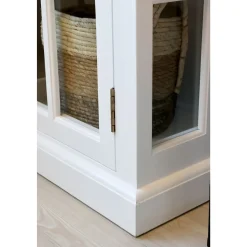 Chic Antique Landhaus Vitrinenschrank Marseille mit 4 Türen und 4 Schubladen