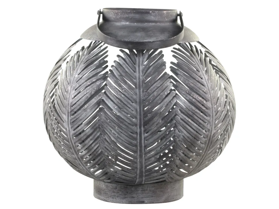 Chic Antique Laterne aus Eisen mit Blattdekor