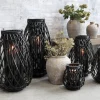 Chic Antique Laterne geflochten schwarz