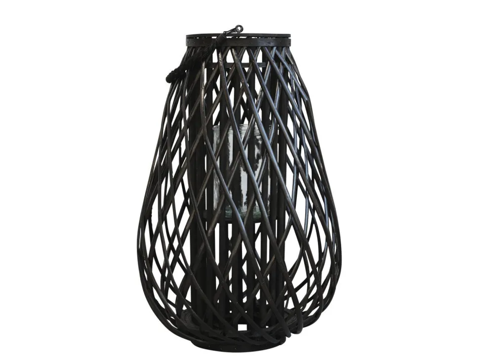 Chic Antique Laterne geflochten schwarz