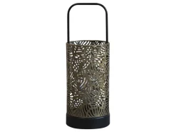Chic Antique Laterne mit Muster, Glühbirne & Timer