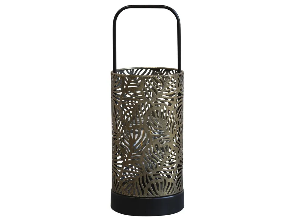 Chic Antique Laterne mit Muster, Glühbirne & Timer