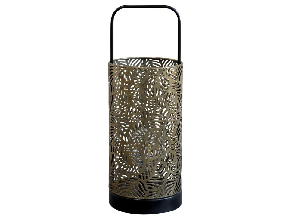 Chic Antique Laterne mit Muster, Glühbirne & Timer