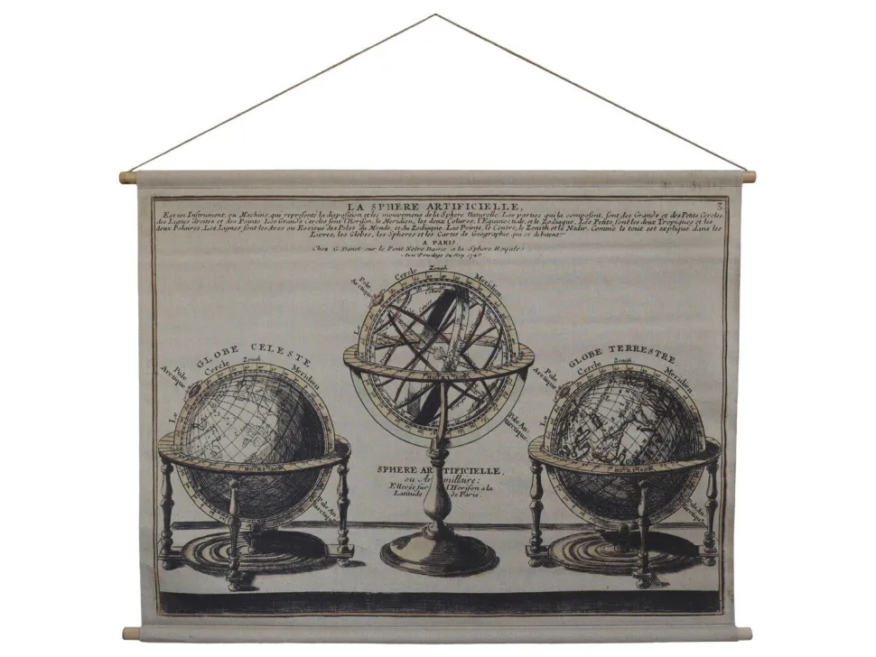 Chic Antique Leinwandbild zum Aufhängen mit Globus